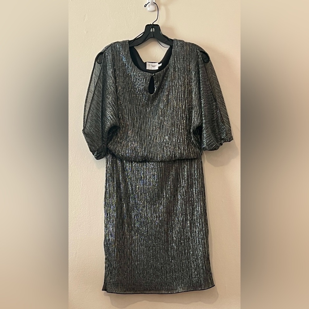Taylor Shimmering Black Mini Dress